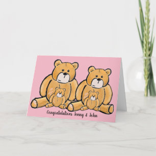 ツインガールteddy bearおめでとうカード カード