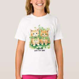 ツインキャッツカスタムテキスト Tシャツ