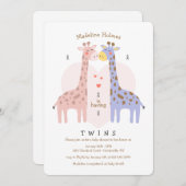 ツインキリンズベビーシャワー招待状 招待状 (正面/裏面)