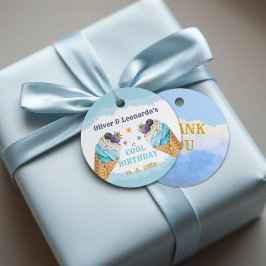 ツインクールアイスクリームボーイズ誕生日紙プレート フェイバータグ