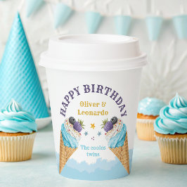ツインクールアイスクリームボーイズ誕生日紙プレート 紙コップ