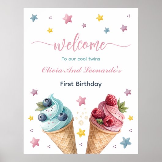 ツインクールアイスクリーム誕生日パーティーへようこそ ポスター (正面)