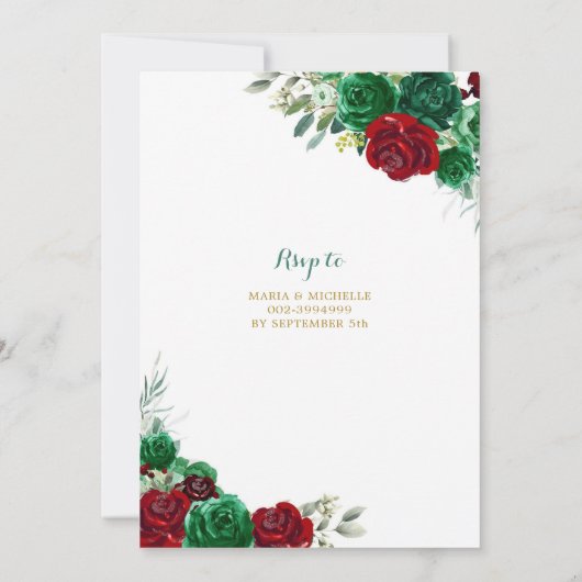 ツインシスタースハンターグリーンレッドローズキンセアニラ 招待状 (裏面)