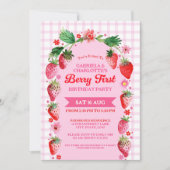 ツインシスターズジョイントストロベルベリーファースト誕生日 招待状 (正面)