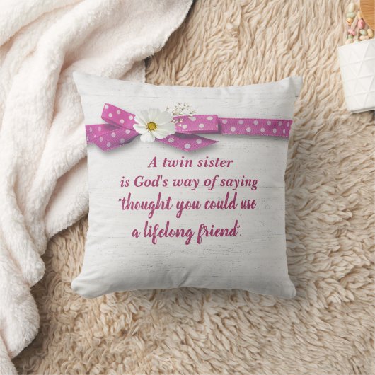 ツインシスター引用文とリボンの木 クッション (ブランケット)