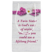 ツインシスター誕生日と水玉模様リボン スモールペーパーバッグ (正面)