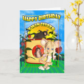 ツインシスター誕生日カードかわいこちゃんパイマウス、mi カード (黄色い花)