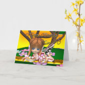 ツインシスター誕生日カードとかわいこちゃんパイbyムーンラ カード (黄色い花)