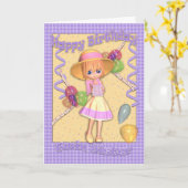 ツインシスター誕生日カード – かわいい小さな女の子 カード (黄色い花)