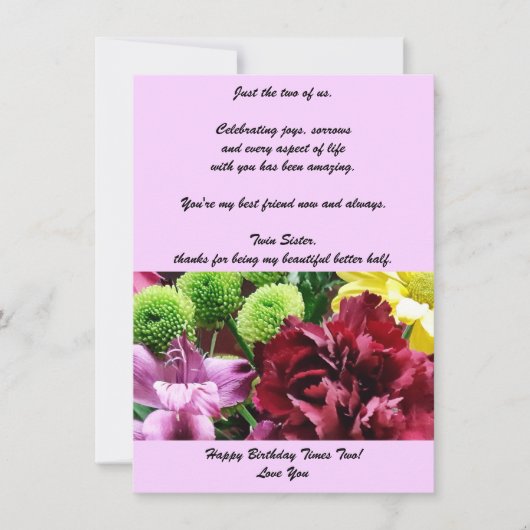 ツインシスター誕生日フラットグリーティングカード (正面)