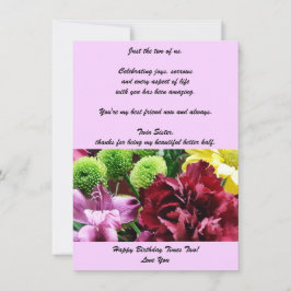 ツインシスター誕生日フラットグリーティングカード