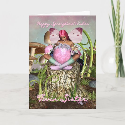 ツインシスター – スプリングタイムフェアリーイースターカード – フェアリー シーズンカード (正面)