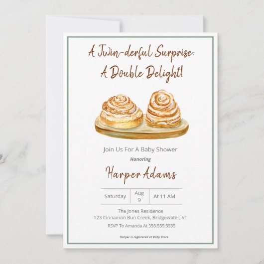 ツインシナモンバンスベビーシャワーボホカラーズ 招待状 (正面)