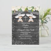 ツインシルバーグリッターフィエスタボーイバプテスマ 招待状 (スタンド正面)