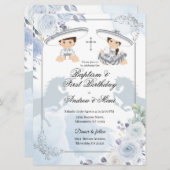 ツインシルバーバプティスマと誕生日メキシコ 招待状 (正面/裏面)