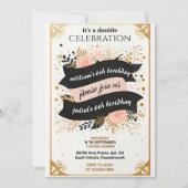 ツインシンプルブラックモダンジョイント21歳 招待状 (正面)