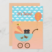 ツインジェンダーのリビールパーティーダシュント招待状 招待状 (正面/裏面)