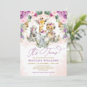 ツインジャングルサファリアニマルボホガールベビーシャワー 招待状 (スタンド正面)