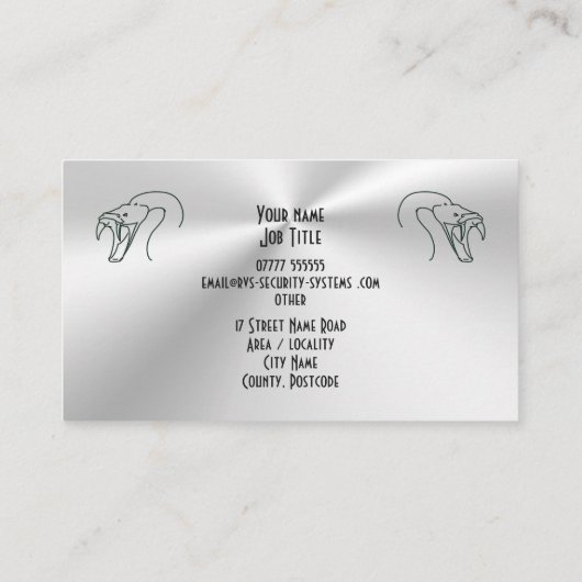 ツインスネークヘッズロゴ， Fangs Bared - Security Busi 名刺 (裏面)