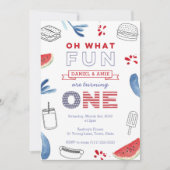 ツインズおもしろいが一歳の誕生日パーティー 招待状 (正面)