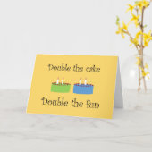 ツインズお誕生日ケーキグリーティングカード カード (黄色い花)