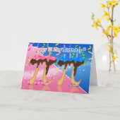 ツインズお誕生日ケーキパイ日3.143月14日カード カード (黄色い花)