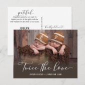 ツインズの愛が2倍！双子誕生記念ツイン写真 案内ポストカード (正面/裏面)