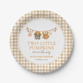 ツインズの秋のベビーシャワーにぴったりな「Two Little Pumpkins」デザイン ペーパープレート