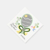 ツインズイエローとグリーンのベビーラトル赤ちゃんシャワー スタンダードカクテルナプキン (角)