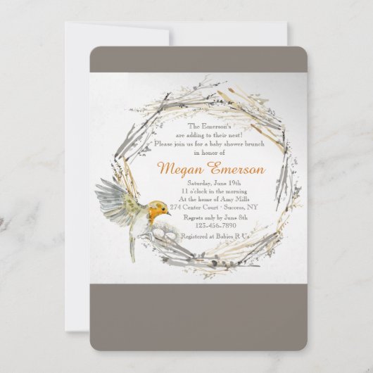 ツインズインザネストベビーシャワー招待状 招待状 (正面)