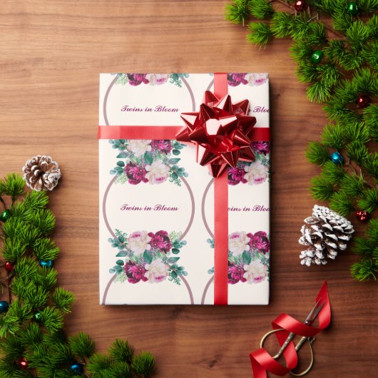 ツインズイン開花ベビーシャワー ラッピングペーパー (クリスマスギフト)