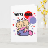 ツインズウィズワン誕生日Tシャツとギフト カード (黄色い花)