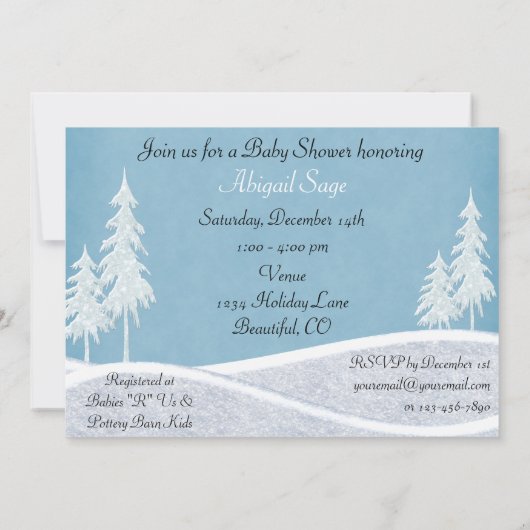 ツインズウッドランドディアウィンターベビーシャワー招待状 招待状 (裏面)