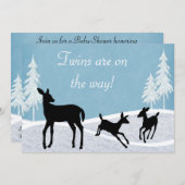 ツインズウッドランドディアウィンターベビーシャワー招待状 招待状 (正面/裏面)