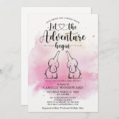 ツインズエレファントベビージャーナー招待状 招待状 (正面/裏面)