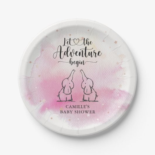 ツインズエレファントベビージャーナー紙プレート ペーパープレート (正面)