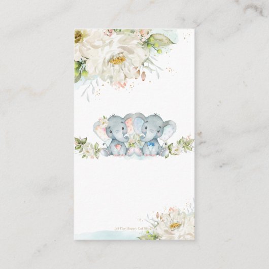 ツインズエレファントボーイ女の子ベビーシャワーブズベビー エンクロージャーカード (裏面)