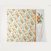 ツインズオレンジ色の赤ちゃんシャワー背景 タペストリー (正面(横))