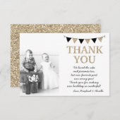 ツインズオンエドフルサンキューカード、金ゴールドフェイクグリッター サンキューカード (正面/裏面)