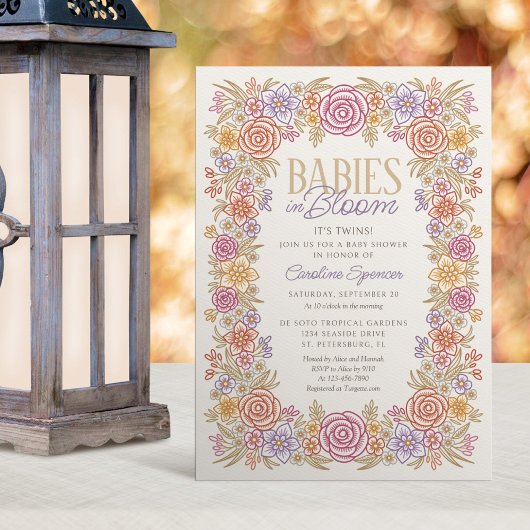 ツインズオータムフローラフローラベビーシャワー 招待状