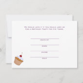 ツインズカップケーキ誕生日招待状 招待状 (裏面)