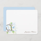 ツインズカワイイ男の赤ちゃんお洒落ブルーエンドウ サンキューカード (正面/裏面)