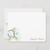 ツインズカワイイ男の赤ちゃんお洒落ブルーエンドウ サンキューカード (正面)