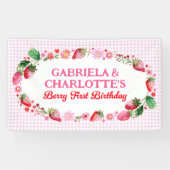 ツインズガールズジョイントストロベリーベリー1st誕生日 横断幕 (横)