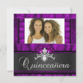 ツインズガールズパープルキンセアニェラ15誕生日 招待状 (正面)