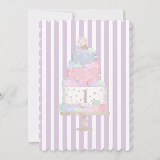 ツインズガールズ誕生日スマッシュケーキ招待状 招待状 (裏面)