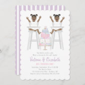 ツインズガールズ誕生日スマッシュケーキ招待状 招待状 (正面/裏面)