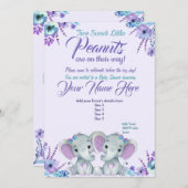 ツインズガールゾーンズベビーシャワー招待状フローラ 招待状 (正面/裏面)