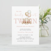 ツインズガールテディベア心待ち赤ちゃんシャワー 招待状 (スタンド正面)