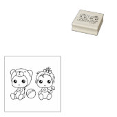 ツインズガールベアベビージャンプスーツカラーミー ラバースタンプ (押印)